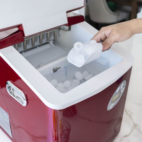 Image of NewAir 16" Freestanding 50 lbs Easy to Clean Red Ice Maker (AI-215R)
