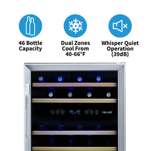 NewAir 24" Built-In 46 Bottles Stainless Steel Wine Cooler (NWC046SS01)