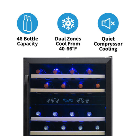 Image of NewAir 24" Built-In 46 Bottles Stainless Steel Wine Cooler (NWC046BS00)