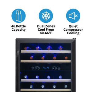 NewAir 24" Built-In 46 Bottles Stainless Steel Wine Cooler (NWC046BS00)