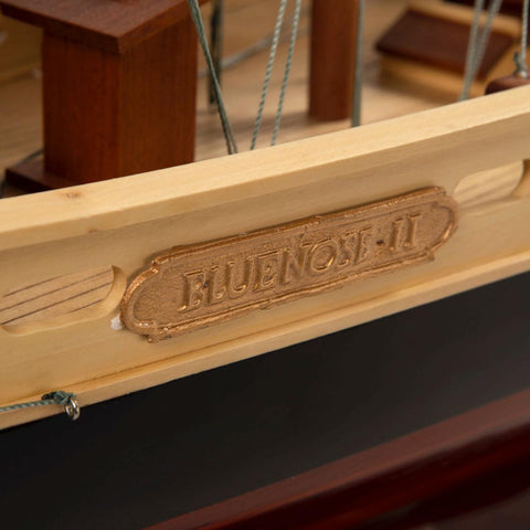 Image of Close view of the plate of the Authentic Models Painted Bluenose II Scale Model Sailing Ship AS138