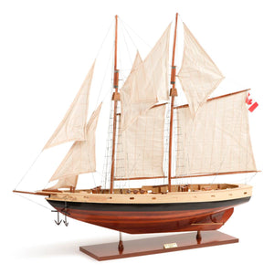 Left side view of the Authentic Models Painted Bluenose II Scale Model Sailing Ship AS138