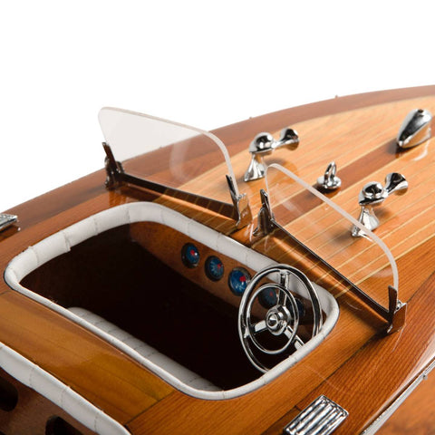 Image of Rear view of the cockpit of the Authentic Models Triple Cockpit Scale Speedboat AS183