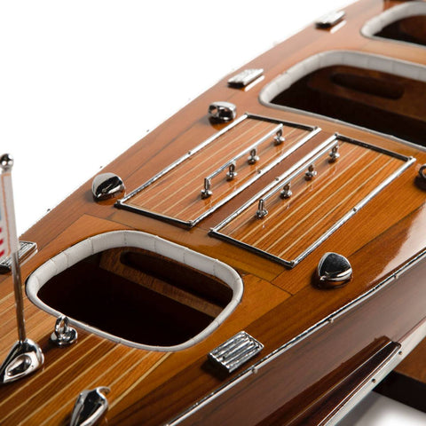 Image of Rear detailed view of the Authentic Models Triple Cockpit Scale Speedboat AS183