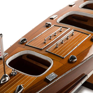 Rear detailed view of the Authentic Models Triple Cockpit Scale Speedboat AS183