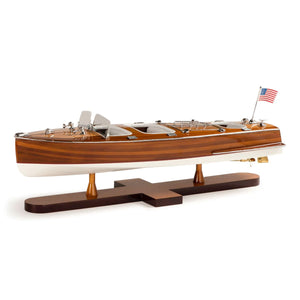 Left side view of the Authentic Models Triple Cockpit Scale Speedboat AS183