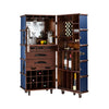 Open view of the decorated Authentic Models Navy Blue Stateroom Bar Cabinet MF078N