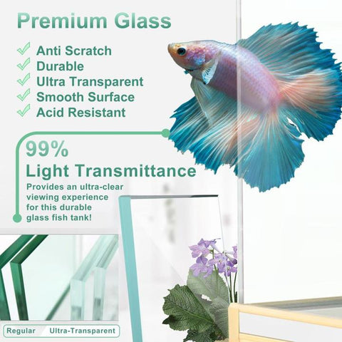 Image of Premium Ultra Clear Glass of the AquaDream-135-Gallon-Red-and-Gold-Aquarium-AD-1260-RD